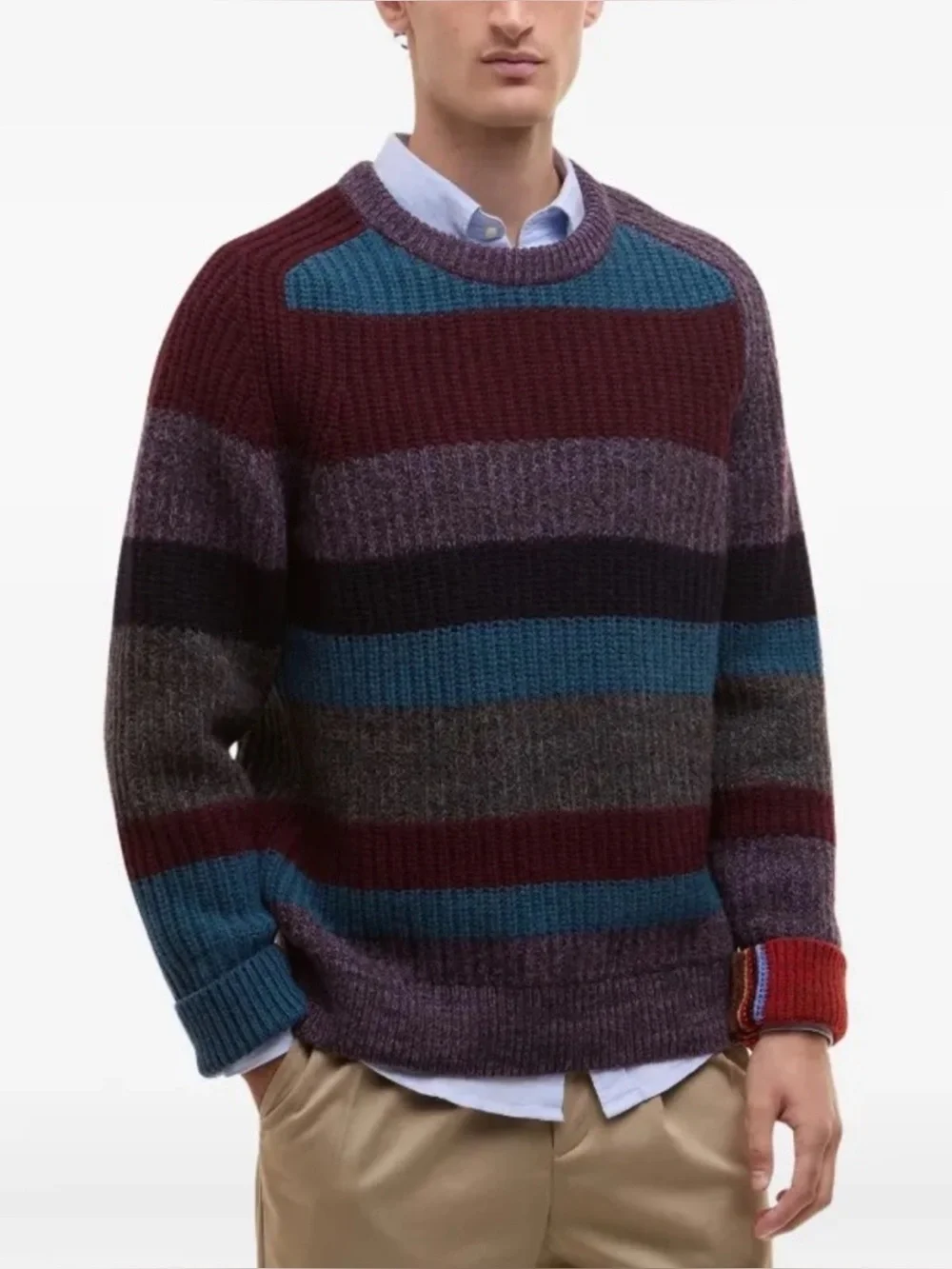 Paul Smith loves Barbour Men's Multi Strip Roundneck Sweater Sz M NWT